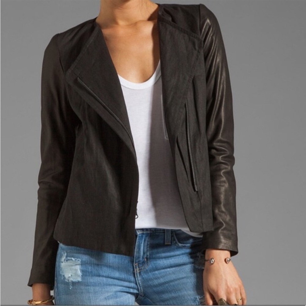 Vince Linen & Leather Jacket - Picture 4 of 13